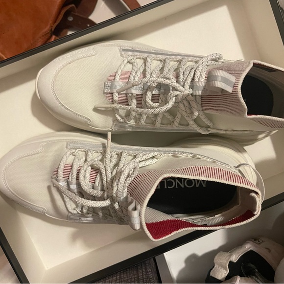 Moncler white with stripe sneakers size US 10 IT 41 - Picture 8 of 10